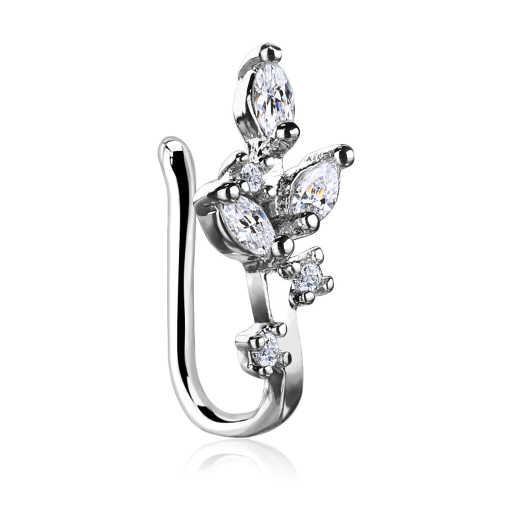 Marquise CZ Vine Non Piercing Nose/Ear Clips