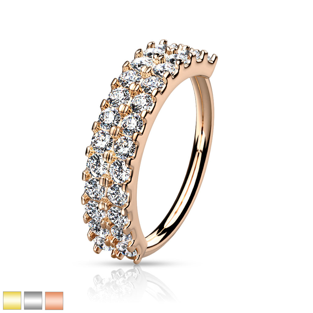 Double Lined CZ Half Circle Bendable Hoop