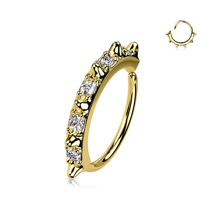 Spikes With CZ In Between Bendable Hoop