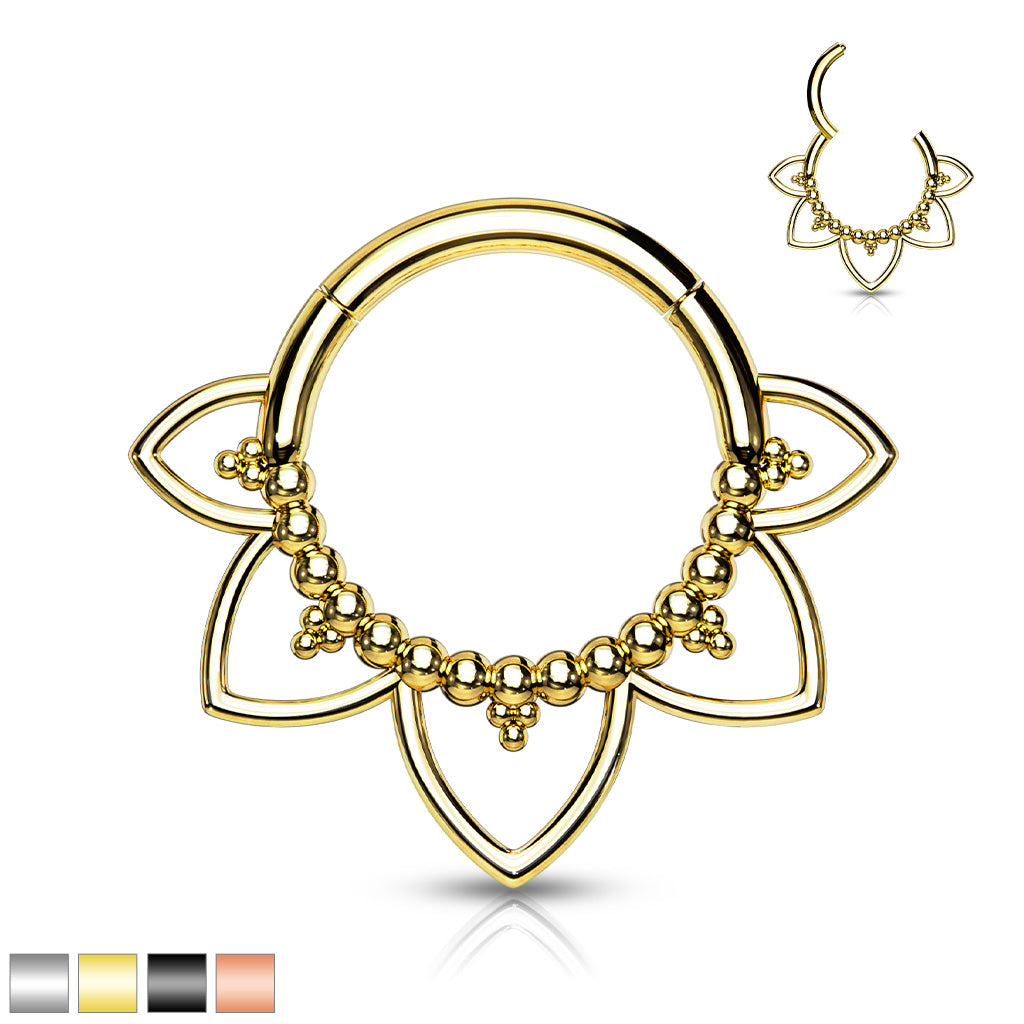 High Quality Precision All 316L Surgical Steel Hinged Segment Hoop Rings With Heart Filigree