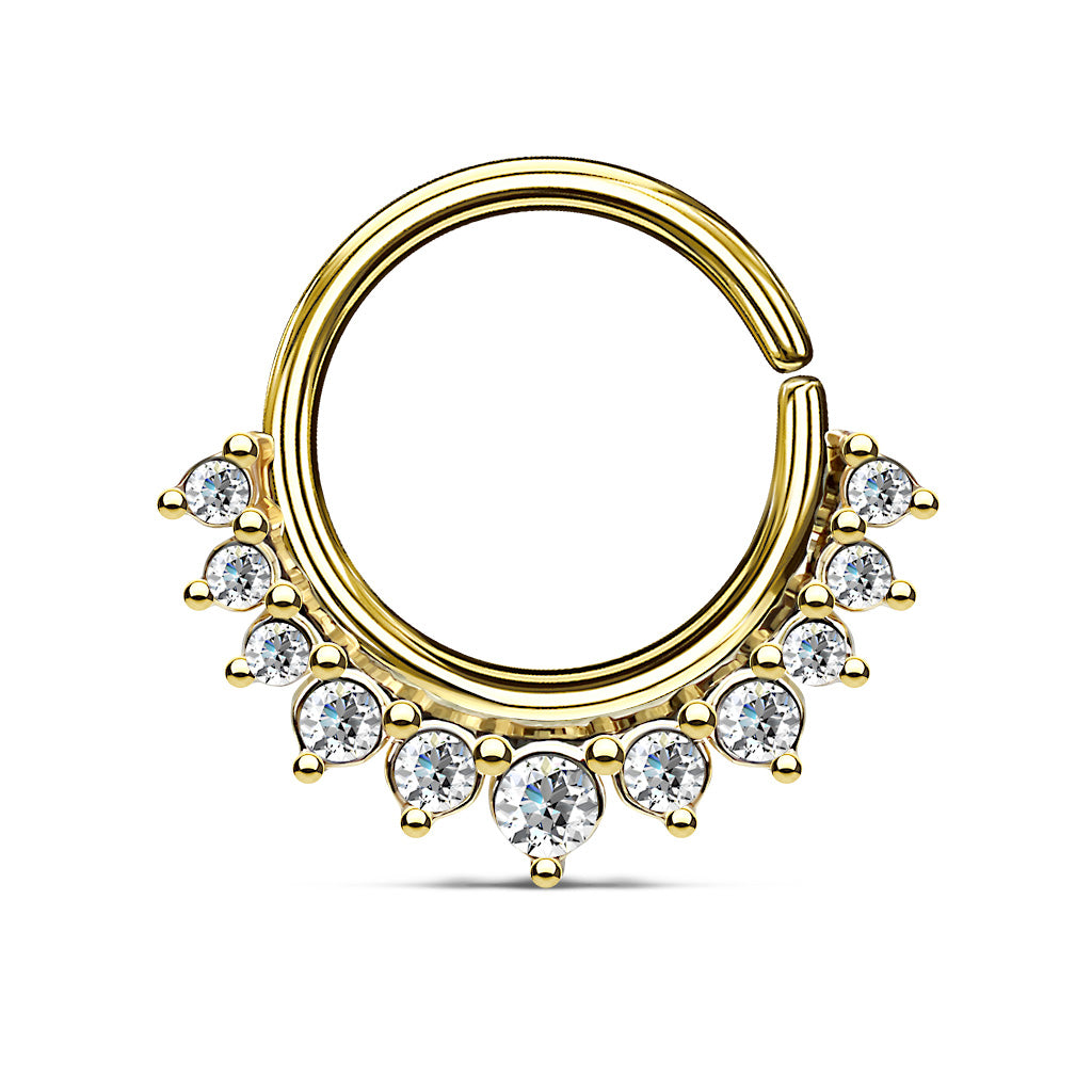 Crystal Paved Half Circle Bendable Nose Septum And Ear Cartilage Hoops