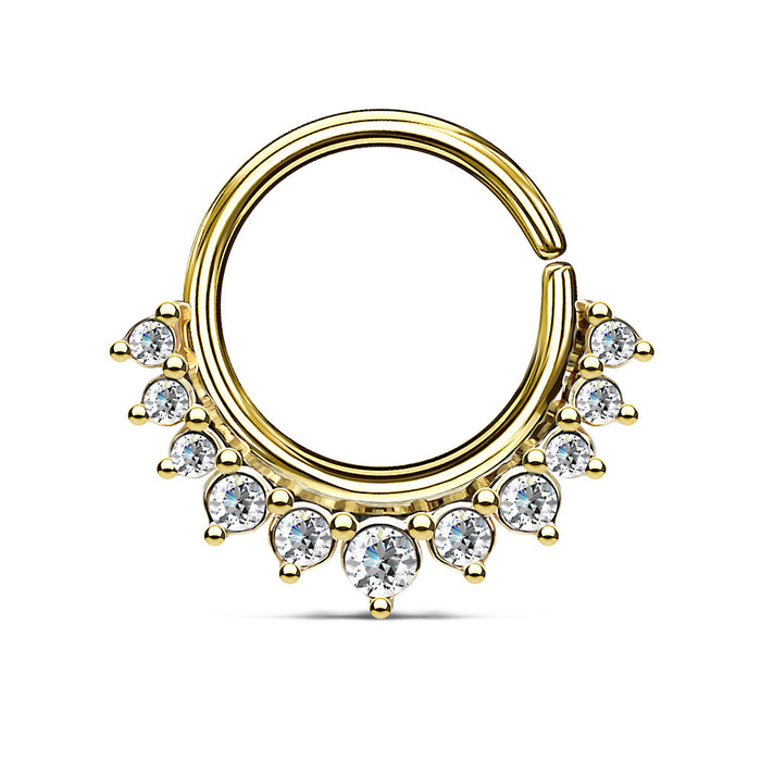 Crystal Paved Half Circle Bendable Nose Septum And Ear Cartilage Hoops