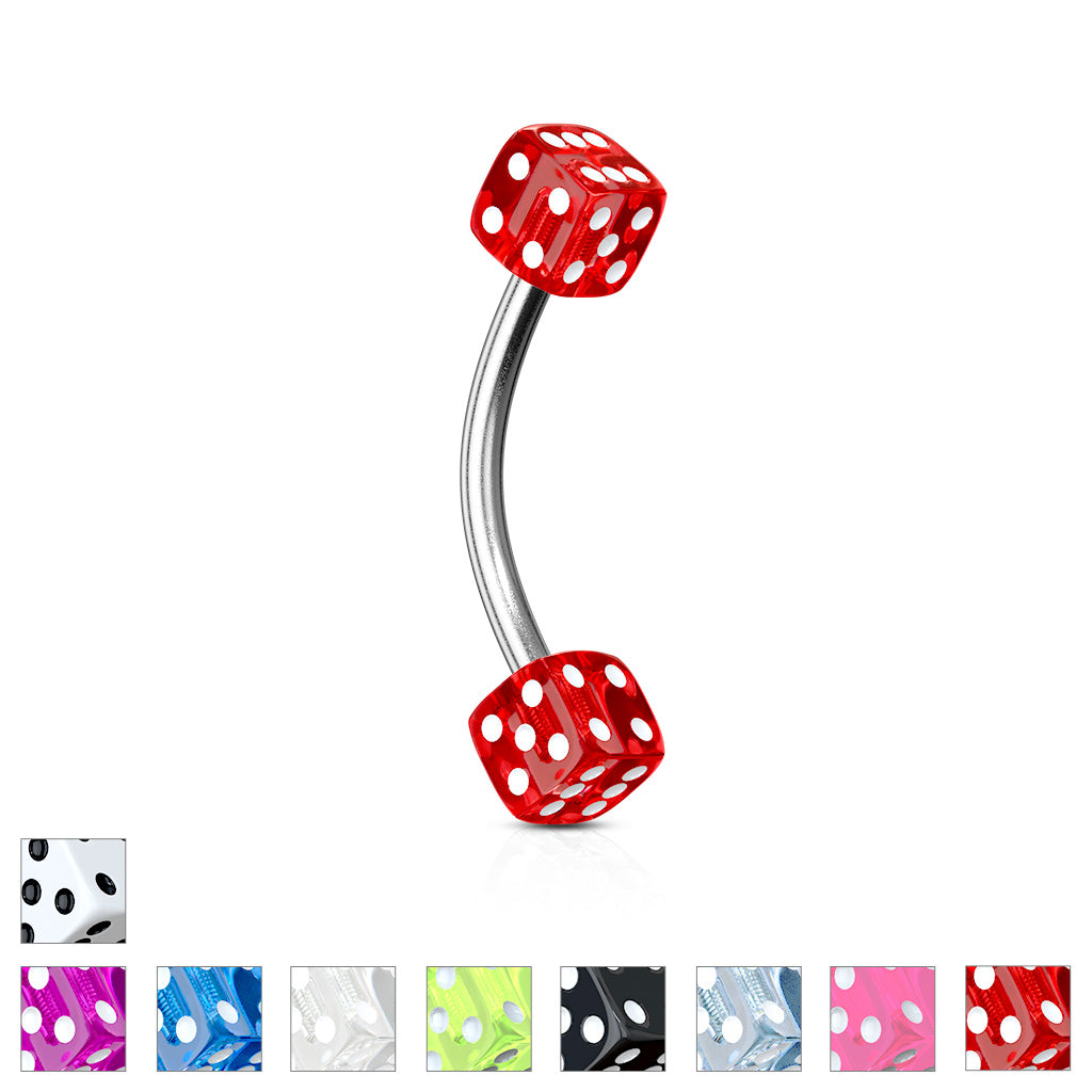 Acrylic Dices 316L Surgical Steel Eyebrow Curve