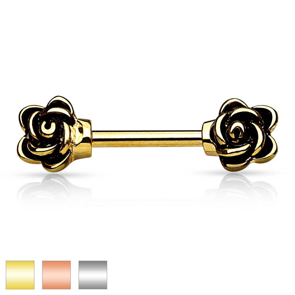 Casted Flower Ends 316L Surgical Steel Nipple Bar