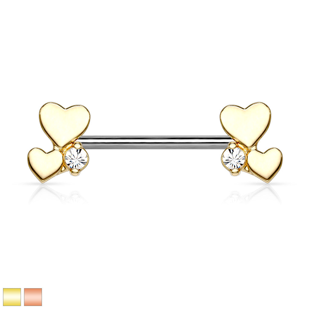 Cluster Hearts 316L Sugical Steel Barbell Nipple Rings