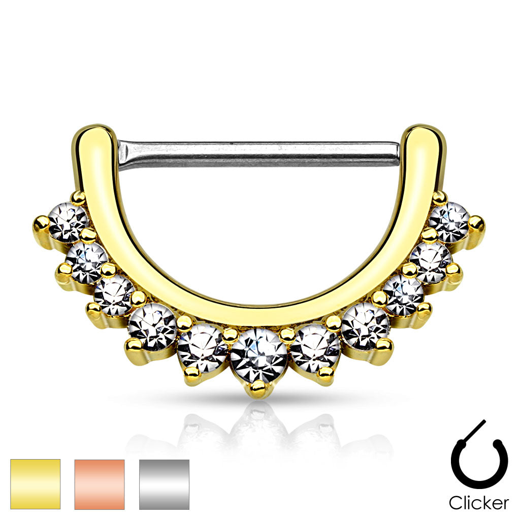 Lined Cz Set 316L Surgical Steel Nipple Clicker