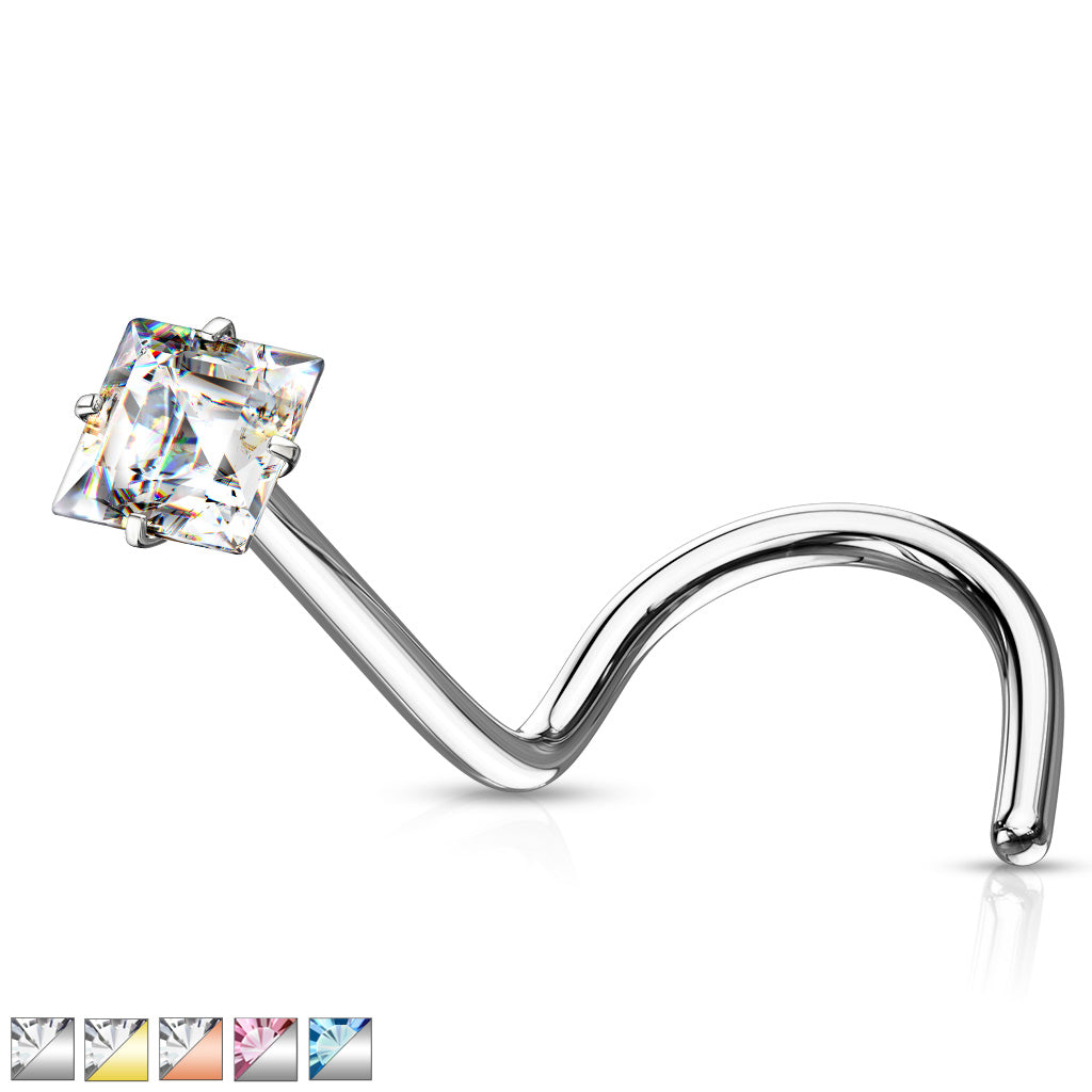 Square CZ Nose Screw Stud