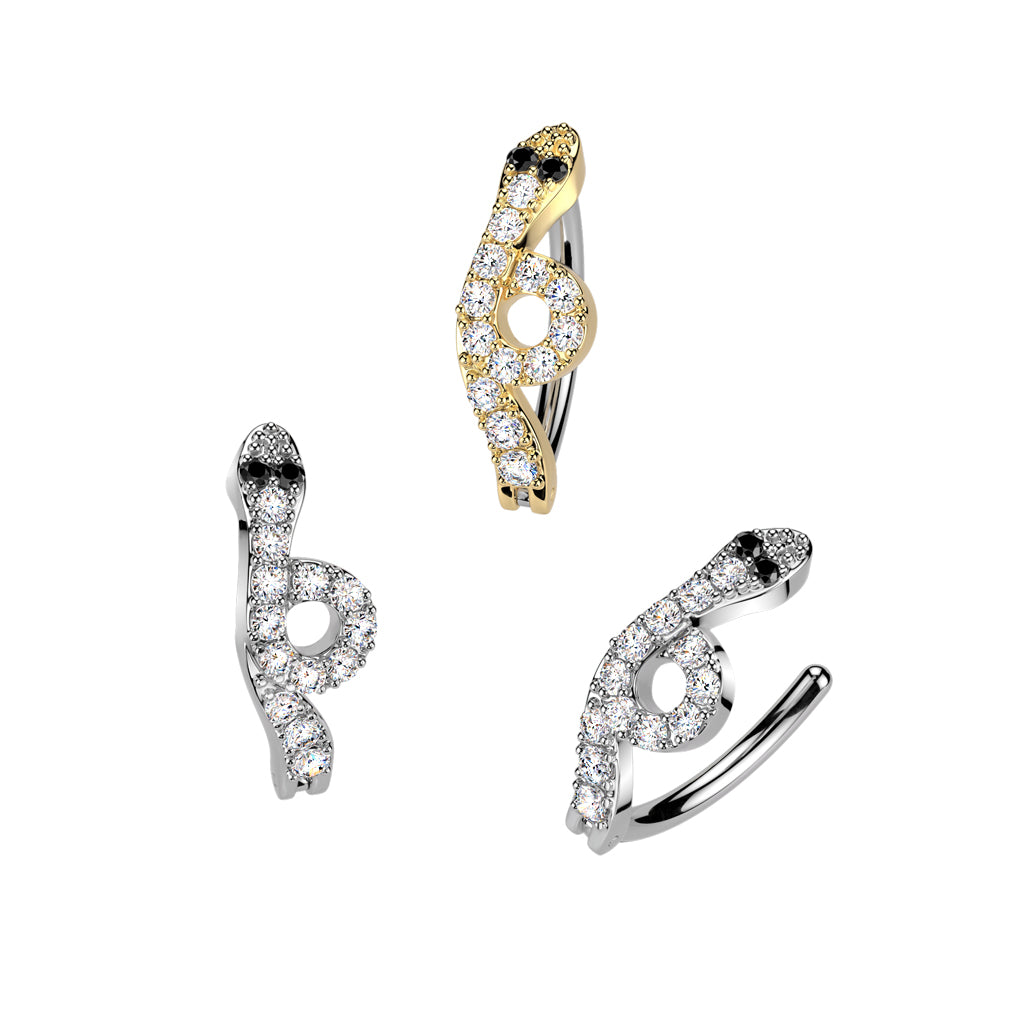 316L Hinged CZ Pave Snake Belly Button Ring product photograph