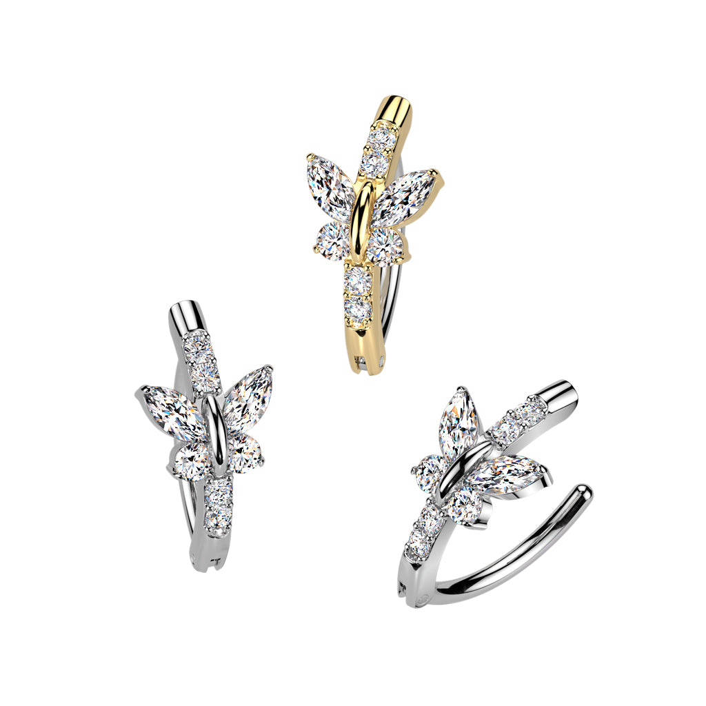 316L Hinged CZ Butterfly Belly Button Ring product photograph